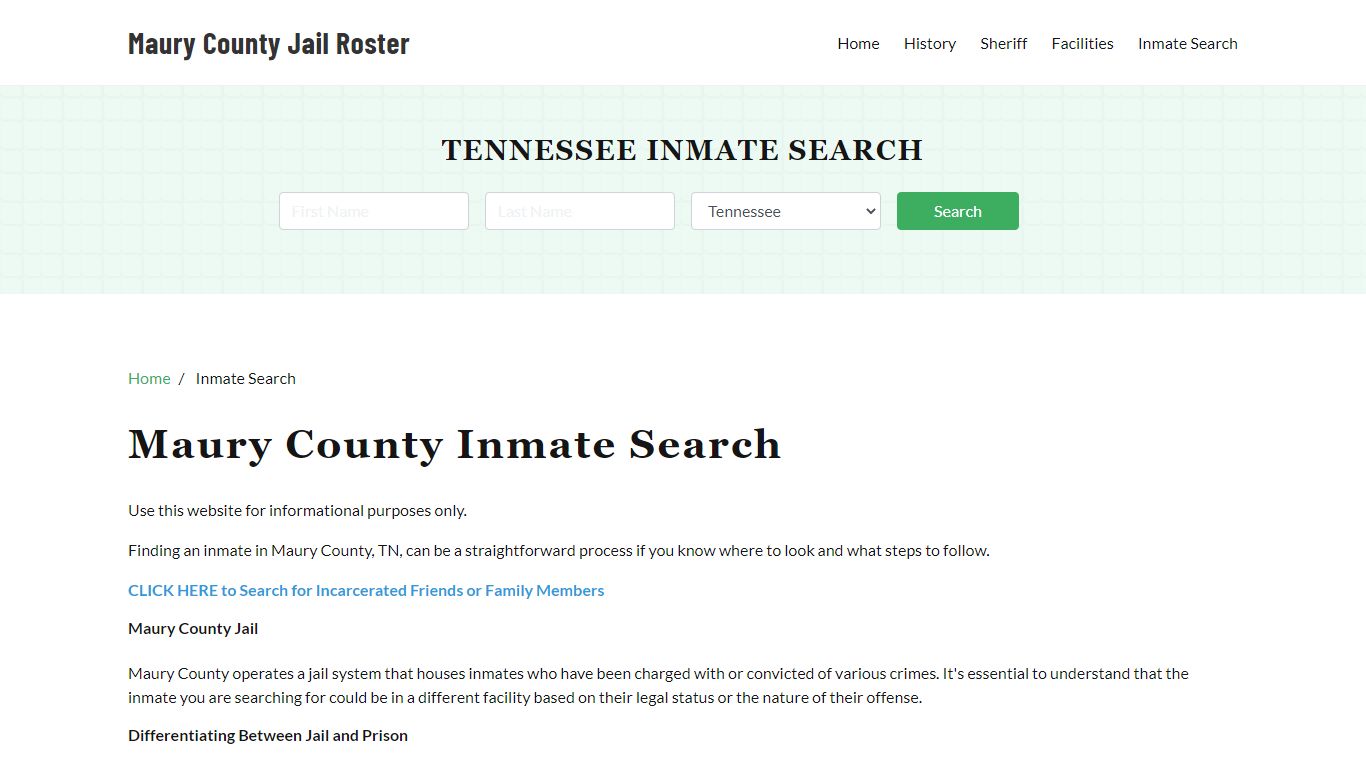 Maury County, TN Detainee Lookup