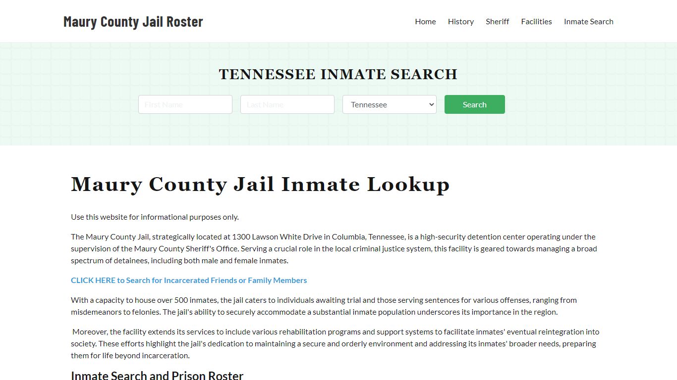 Maury County Jail Roster Lookup, TN, Inmate Search